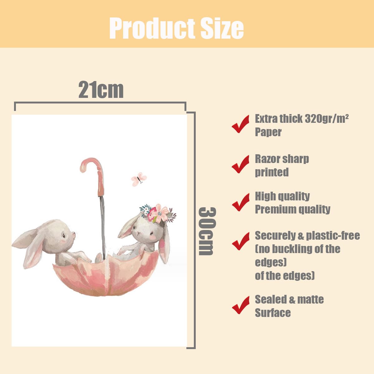 Zamety Set of 3 Cartoon Nursery Prints, A4 Kids Wall Art, Cute Rabbit Kids Posters for Boy Girl Baby Room Bedroom or Playroom - Image 2