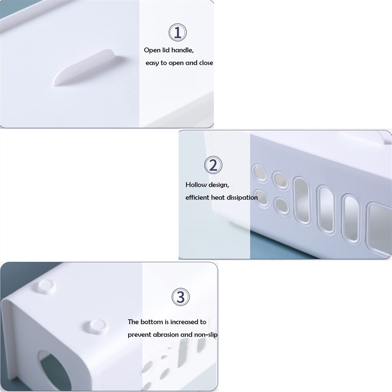 Caja organizadora de cables para cables ocultos, solución de almacenamiento rectangular para una gestión eficiente de cables en el hogar y la oficina, ideal para regletas y cables