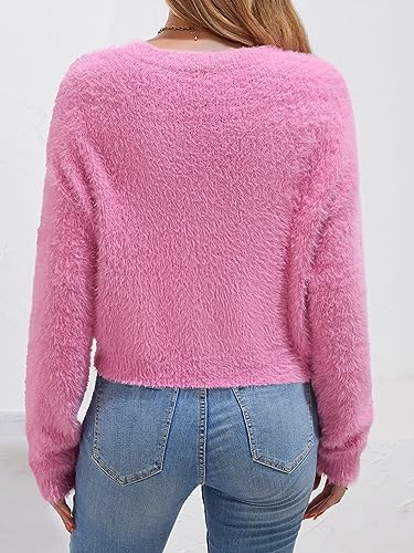 Image of ZAFUL Women's Halloween Knit Sweater Crew Neck Pumpkin Print Pullover Long Sleeve Casual Loose Jumper Crop Tops