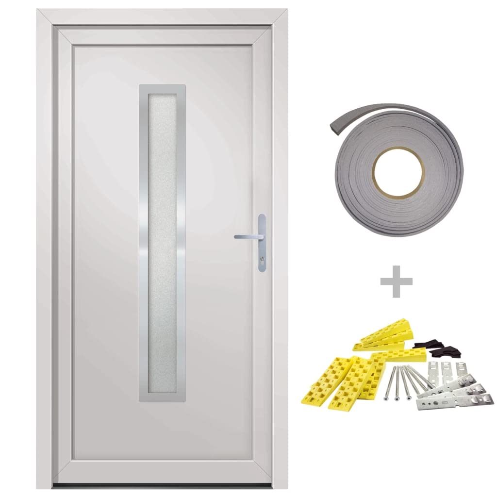 Sprzęt, materiały budowlane, drzwi, drzwi domowe, drzwi wejściowe białe 88 x 200 cm PVC