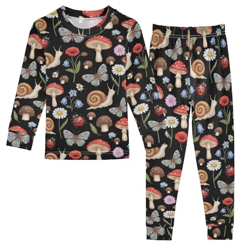 ODAWA Kids Mushroom Snails Black Cotton Clothes 2 Piece Set Fall Clothes Size 8