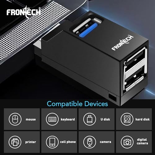 Image of Frontech USB Hub | High-Speed USB 3.0 & 2.0 | Expand Your Ports | Blazing Fast Data Transfer & Compact Design | Backed by 1 Year Warranty (NC-0036)