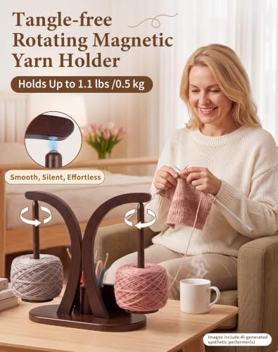 Image of SPEENSUN Tangle-Free Magnetic Double Yarn Holder for Crocheting