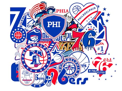25 calcomanías de baloncesto Philadelphia American 76ers para botella de agua, laptop, bicicleta, computadora, motocicleta, funda de viaje, calcomanía decorativa para coche