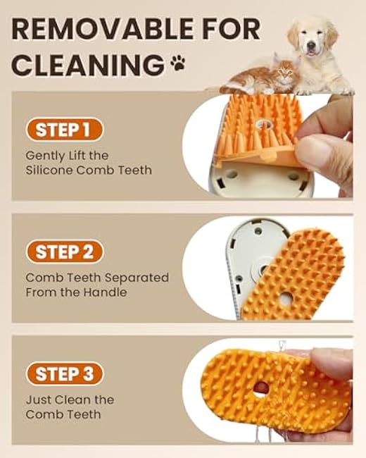 Cat Steam Brush for Shedding, Pet Steam Brush for Cats and Dog, 4 in 1 Rechargeable Cat Hair Brush, Spray Anti-Static, Massage, Cleaning, Shedding & Combing All In One, for Long & Short Haired Pets!-GCnoFkx6