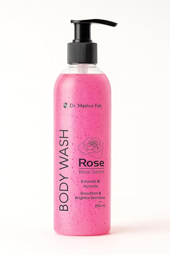 MASHUR FAB Body Wash – Exfoliating & Hydrating Formula | Brightens Skin Tone | 250ml Multiple Fragrance (1, PINK)