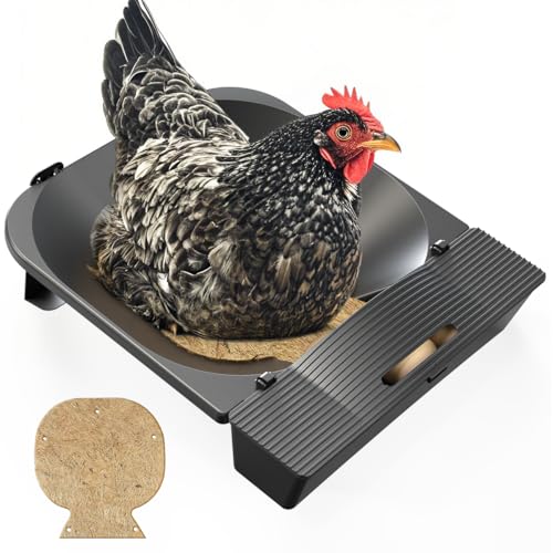 IVAHOU Roll Away Nesting Box for Chicken Coop with 3 Coconut Fiber Nesting Pads,Hen House Accessories,Black (1Pack)
