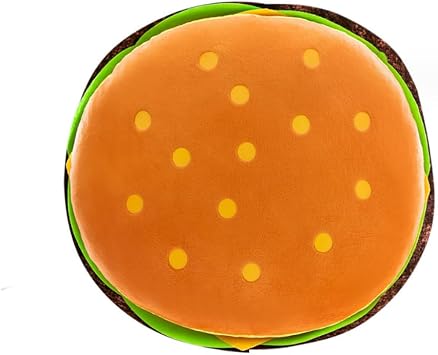 Hamburger Plush Pillow Funny Hamburger Bread Stuffed Pillow Soft Food Plushie Throw Pillow Stuffed Animal Toy for Kids Adults Gift Home Decor. Hamburg, 12"