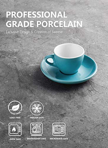 Sweese 401.002 Porcelain Espresso Cups With Saucers - 2 Ounce - Set Of 6, Multicolor, Hot Assorted Colors #TOP2