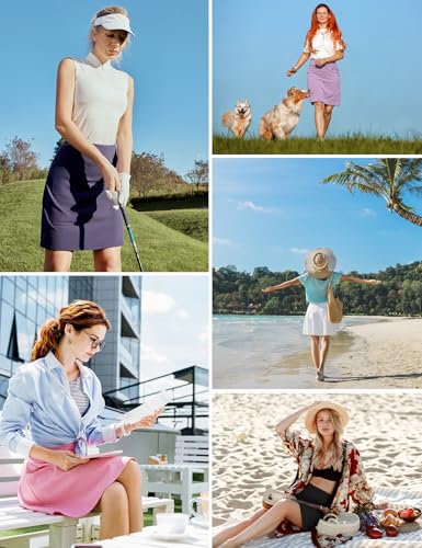 Image of Ewedoos Skort Golf Skirts for Women with Pockets Knee Length Skorts High Waisted 20 inch Skorts for Woman Athletic Tennis Skirt