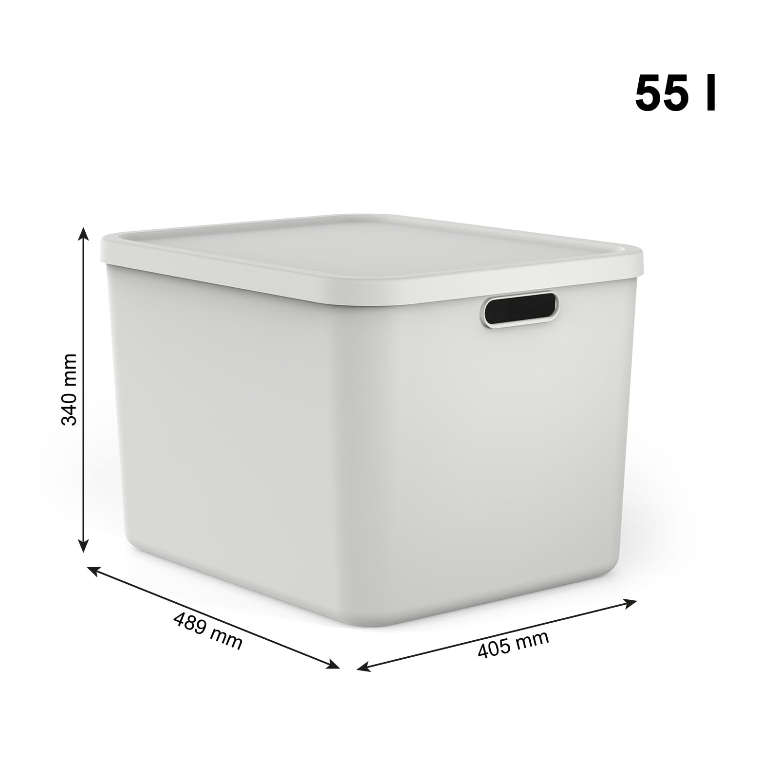 Rotho Albula 3er-Set Aufbewahrungsbox mit Deckel 1x55l +2x12l Kunststoff (PP recycelt), weiß