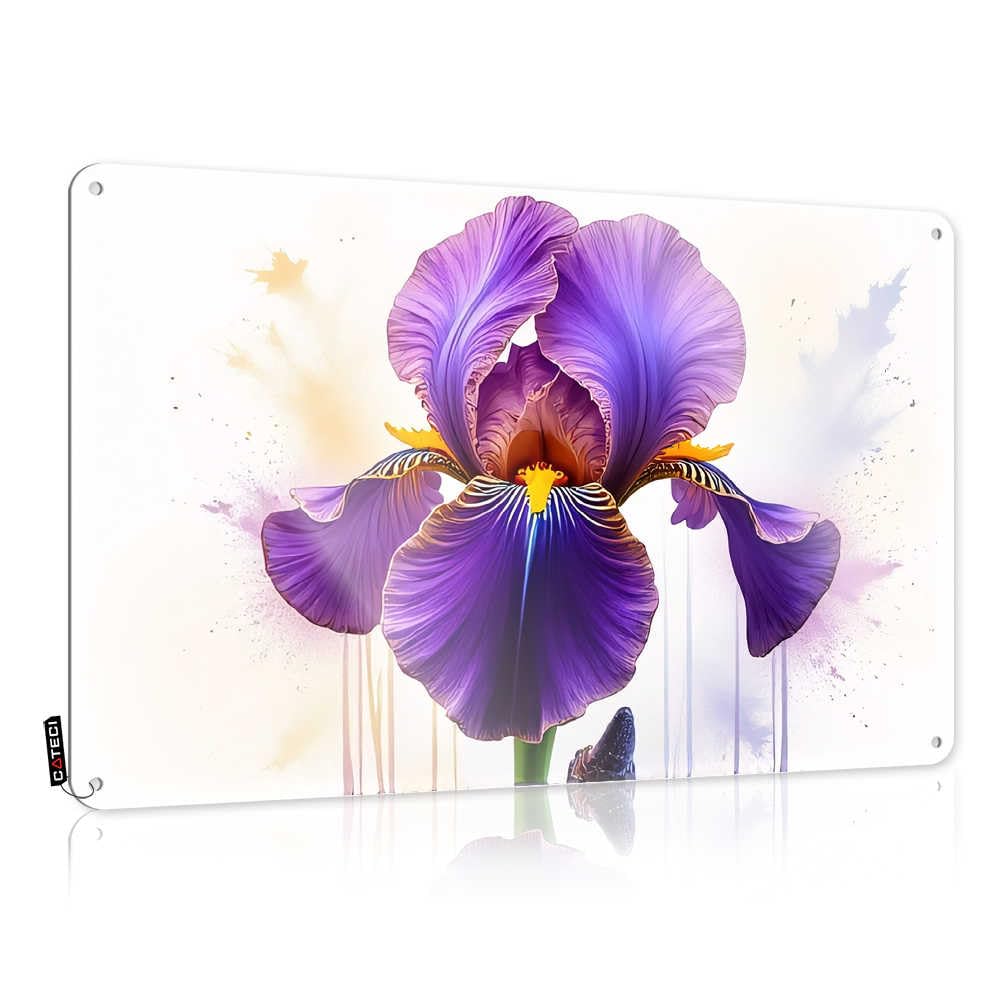 Fzfn Men's Colour Vibrant Iris Bloom In Purple And Yellow Bath Decor Inappropriate - Signs Nice Vintage Wall Art(30X40cm)