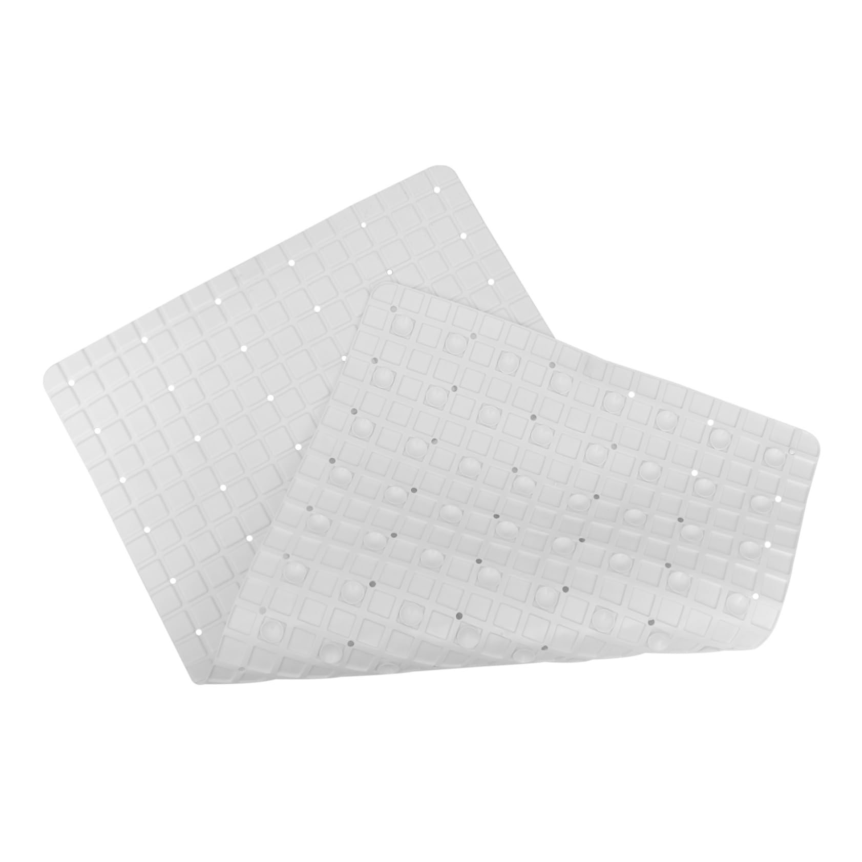 LABRIMP Alfombra de Baño Antideslizante Ventosas, PVC Blanco, Cómoda y Suave para Baño y Cocina, Adecuado para Bañera y Ducha