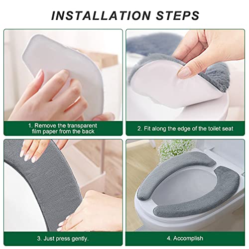 Gukasxi WC-Sitzbezug, 2 Paar Toilettensitzbezug Dicker Und Wärmer Wc-Sitz Pad WC Wärmer Pad, Waschbarer WC Abdeckung Cover Pad Toilettensitzkissen – Bild 5