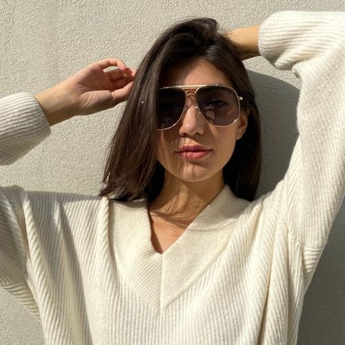 Freckles Mark Unique Retro Sunglasses for Womens Mens Double Bridge Aviator Sunglasses2