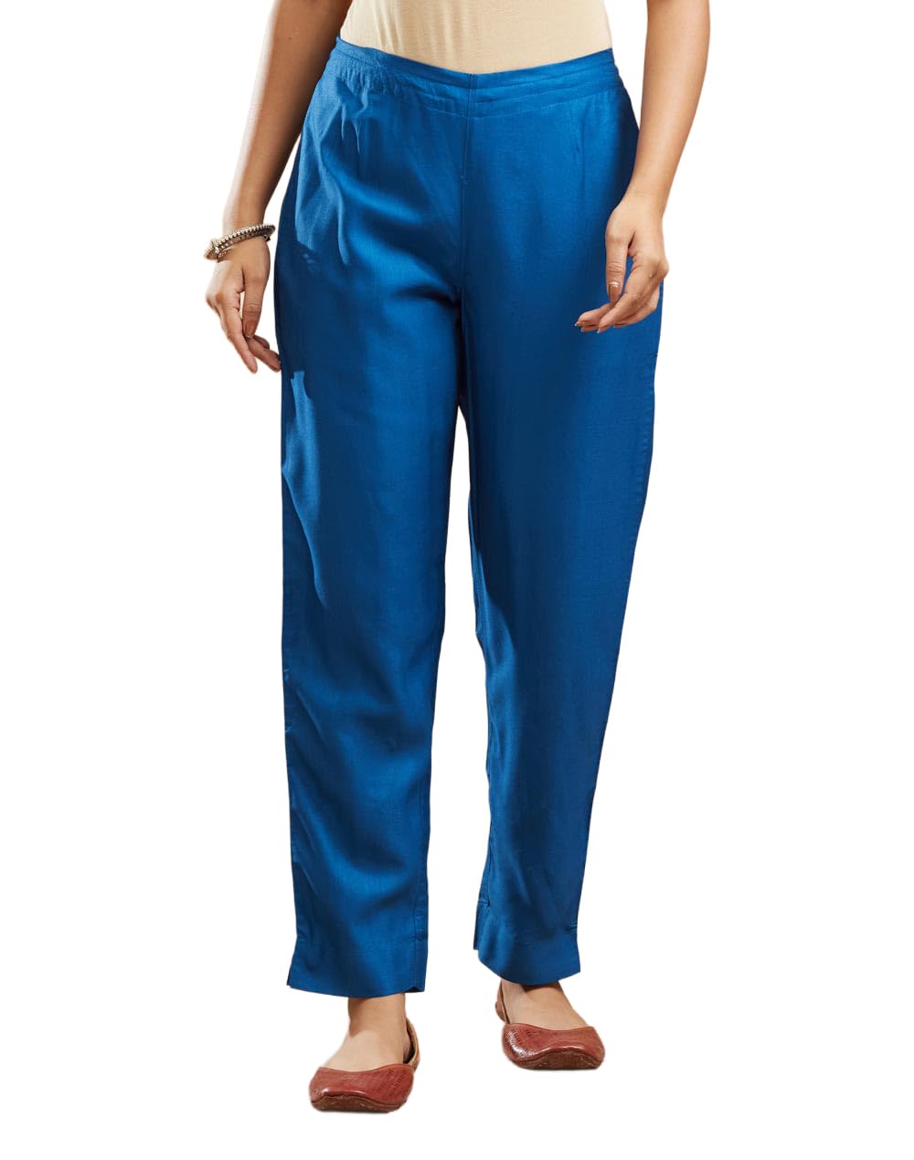 Blue Viscose Silk Ethnic Pant-image-34