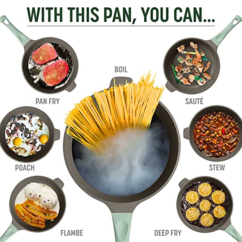 Image of Goodful All-in-One Pan, Multilayer Nonstick Cookware Set, High-Performance Construction, Multipurpose Design Replaces Multiple Pots and Pans, Dishwasher Safe, 11-Inch, 4.4-Quart Capacity, Sage Green