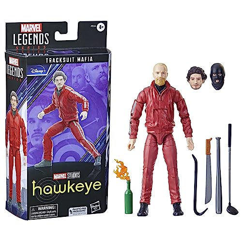 Marvel Legends Series Mafia Tracksuit, Hawkeye 6-Inch Collectible Action Figures, Toys for Kids Ages 4+, Red, 6 inches