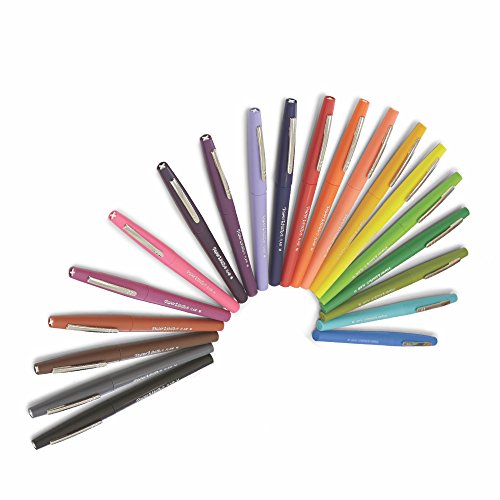 Image of Paper Mate Flair Felt Tip Pens, Medium Point, Assorted Colors, 20 Count with Women's Closet Adult Coloring Book