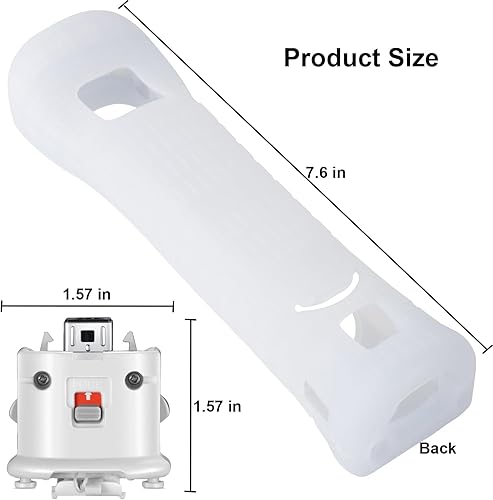 Miniatura 2 de Paquete de 2 adaptadores Wii Motion Plus, con funda de silicona para control remoto Wii, controlador de sensor remoto externo de movimiento Plus Wii