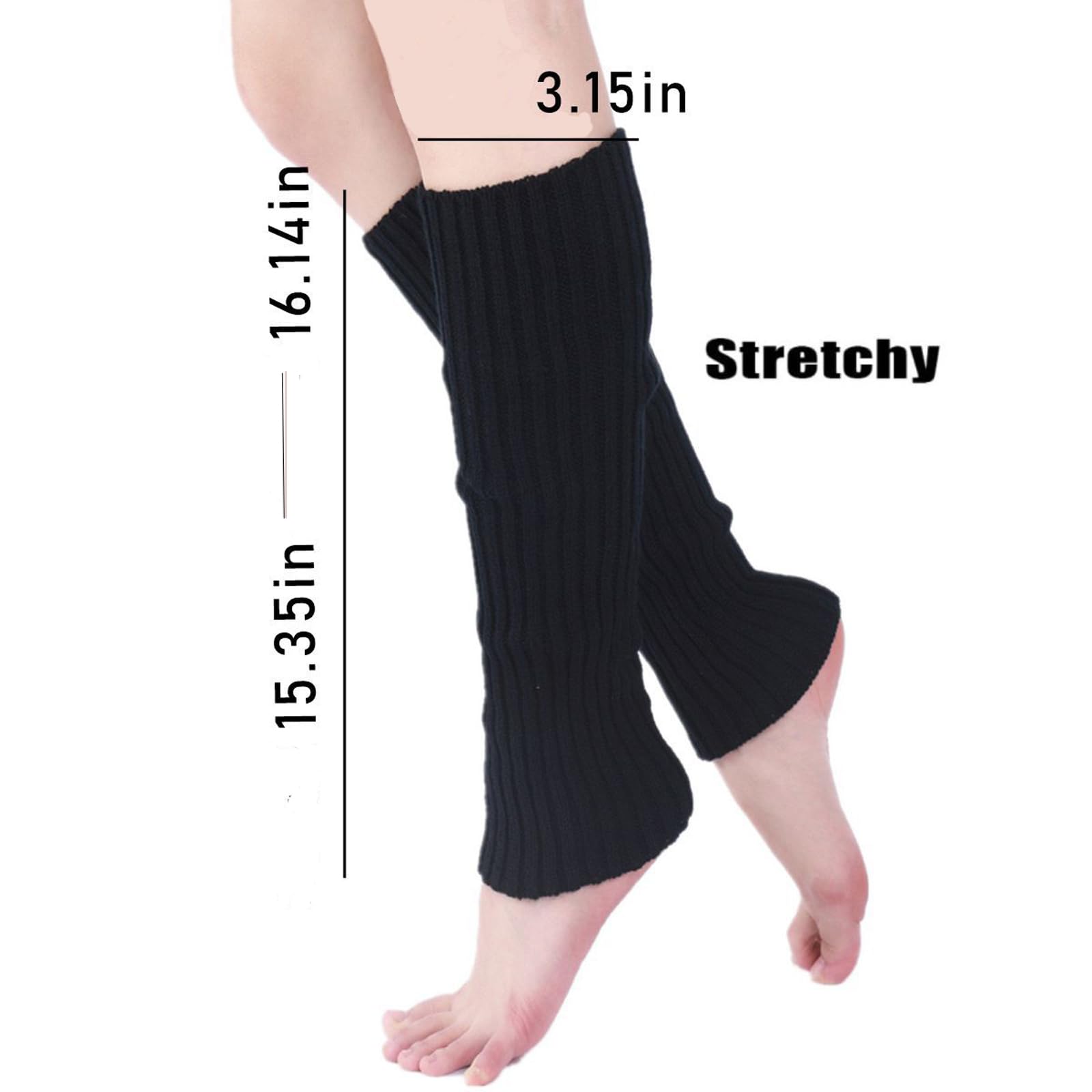 Czrqvyx Knitted Arm Warmers and Leg Warmers for Women, Fingerless Gloves, Long Boot Socks (Black)