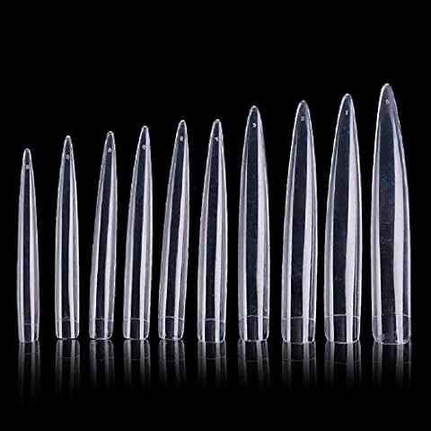 enForten 120pcs Clear Long Sharp Stiletto Fake Nail Tips False Nail Art Tip Manicure Cover