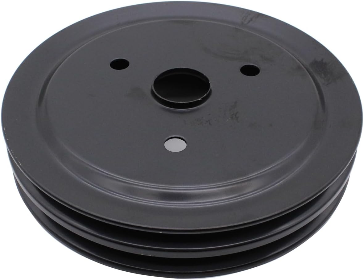 1 PC SHLPDFM Black Steel Crankshaft Pulley Double-Groove SWP Short Water Pump Compatible with Small Block Chevy SBC 262 265 267 283 302 305 307 327 350 400