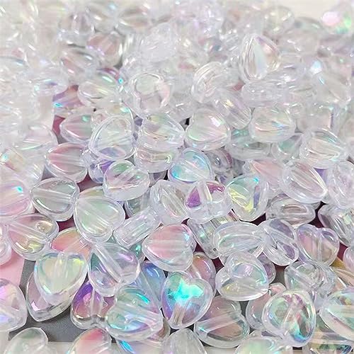 HERZWILD 800 Pcs Clear Heart Plastic Beads for Jewelry Making - Heart Shape, White, White Heart, Klein - Image 2