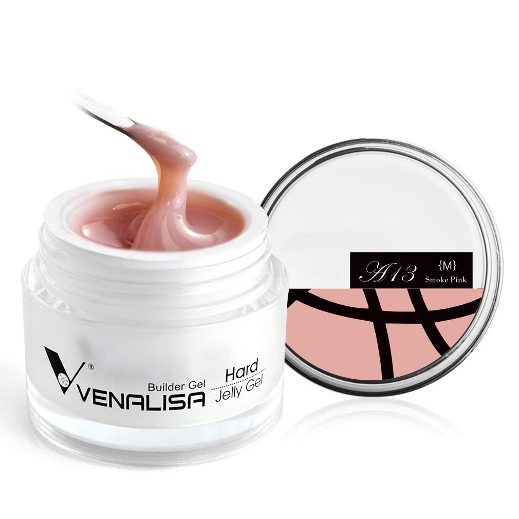 Venalisa Fast Dry LED & UV Extend Sculpture Nail Gel Hard Jelly Builder Gel nail gel Soak off UV Poly Nail Extension Gel (A13-Smoke Pink, 30ml (M))-image-9