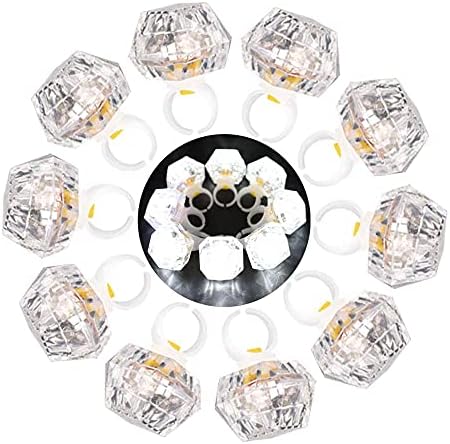 LED Light up Rings Toys, DAOKEY White Led Bumpy Rings for Birthday Bachelorette Bridal Shower Gatsby Party Favors, Clear Case 10 Pack