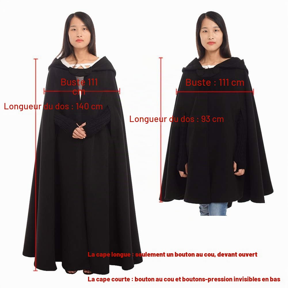 GRACEART Longue Cape à Capuche Poncho Veste Blouson Manteau Robes Chaude