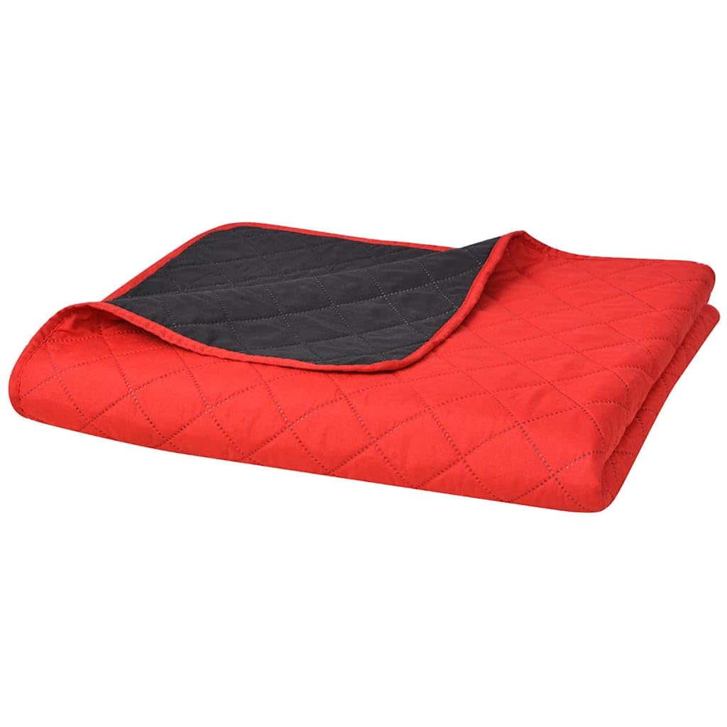 Vidaxl Red And Black Double-Sided Quilted Bedspread 170X210 Cm Machine Washable