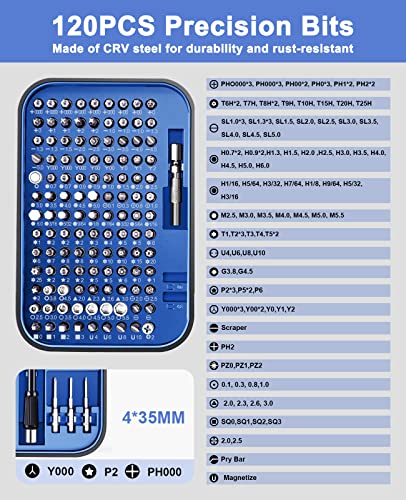 Image of Precision Screwdriver Set, Easytime 130 IN 1 Electronics Repair Tool Kit with 120 bits, Magnetic Drive Kit for iPhone, Macbook, Computer, Laptop, PC, PS4, Xbox, Household Appliances