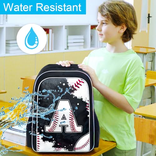 Image of AGSDON 3PCS Baseball Backpack for Boys, 17 inch Kids Bookbag Water Resistant and Lightweight with Lunch Box for Teen