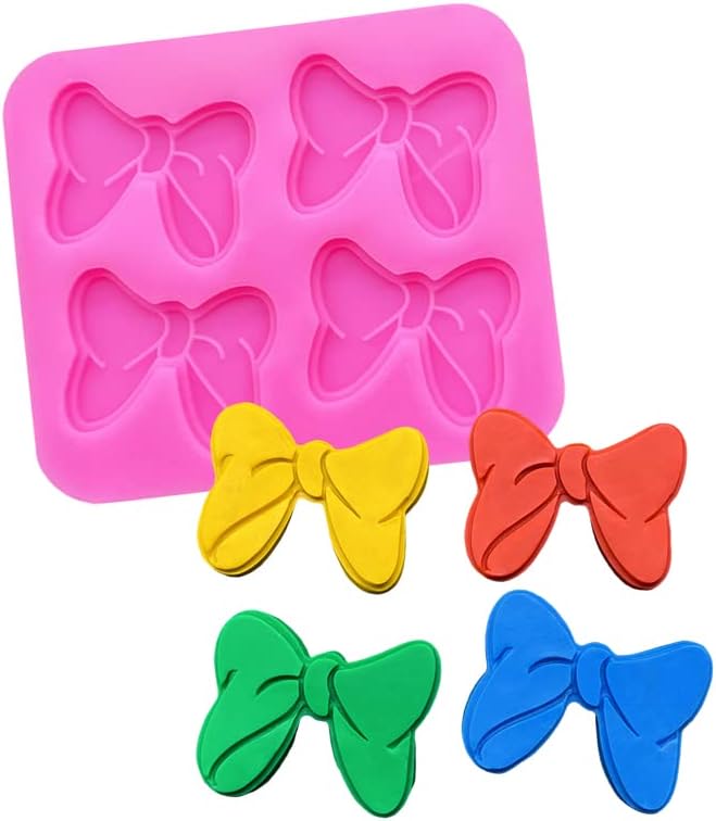 Lazos de ratón de 4 agujeros, lazos de mariposa de dibujos animados, moldes de silicona para hacer dulces de fondant, dulces duros, molde de