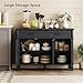 ONBRILL 48 Inches Buffet Cabinet with Storage, Farmhouse Sideboard Buffet w/2 Drawers and 3 Doors, Wood Coffee Bar Cabinet with Adjustable Shelves, Sideboard Storage for Kitchen, Living Room, Black