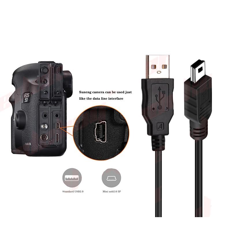 Image of Mizi (2 Pack Mini-USB Cable, 3.3ft Type A to Mini-B Charging Cord for GoPro Hero 3+ Hero4, Garmin Nuvi, PS3 Controller Charger, MP3 Player, Dash Cam, Canon Digital Camera, PlayStation 3 - Black