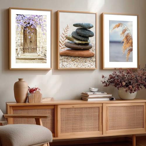 Image of HOTHOUSE Abstract Art Home Decoration Abstract Paintings With Frame For Living Room Bed Room Hotel Wall Decor Digital Reprint Set of 3 (10X13 inch)