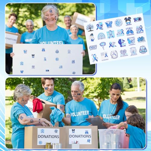 Image of Landhoow 240 Pcs Als Awareness Month Tattoos, 24 Designs