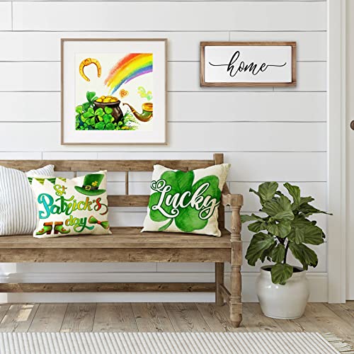 Leitingya Set Of 4 Throw Pillow Covers 18X18, St Patricks Day Gnomes Green Pillow Covers 18X18 Inch, Decorative Lucky Charm Shamrocks Couch Pillow Covers For Gift, Living Room, Bedroom, Sofa, Chair #TOP2