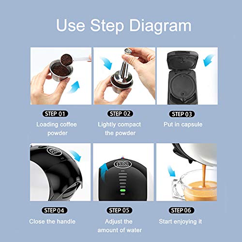 Cápsula de café reutilizável Blusea, conjunto de filtro de café de aço inoxidável, compatível com má