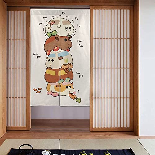 Pui Pui モルカー のれん 和風 暖簾 壁掛け 遮光 断熱 遮像 間切り 暖簾 キッチン 四季兼用 厚手 浴室のカーテン シェードカーテン紗 ドアカーテン 出入り口 店頭 新築祝い トイレ バス 喫茶店 目隠し 居酒屋 脱衣場の目隠し 洗濯可 台所