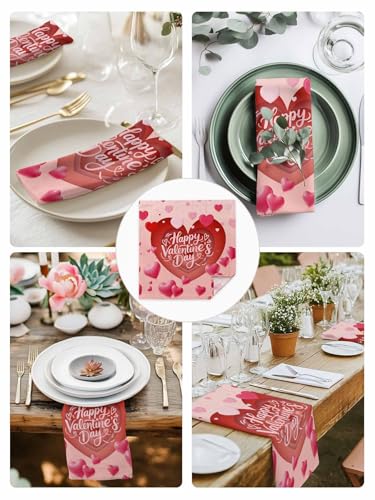 Servilletas de Tela Valentine’s Love Set de 4 Rojas y Rosas 50.8x50.8 cm miniatura 6