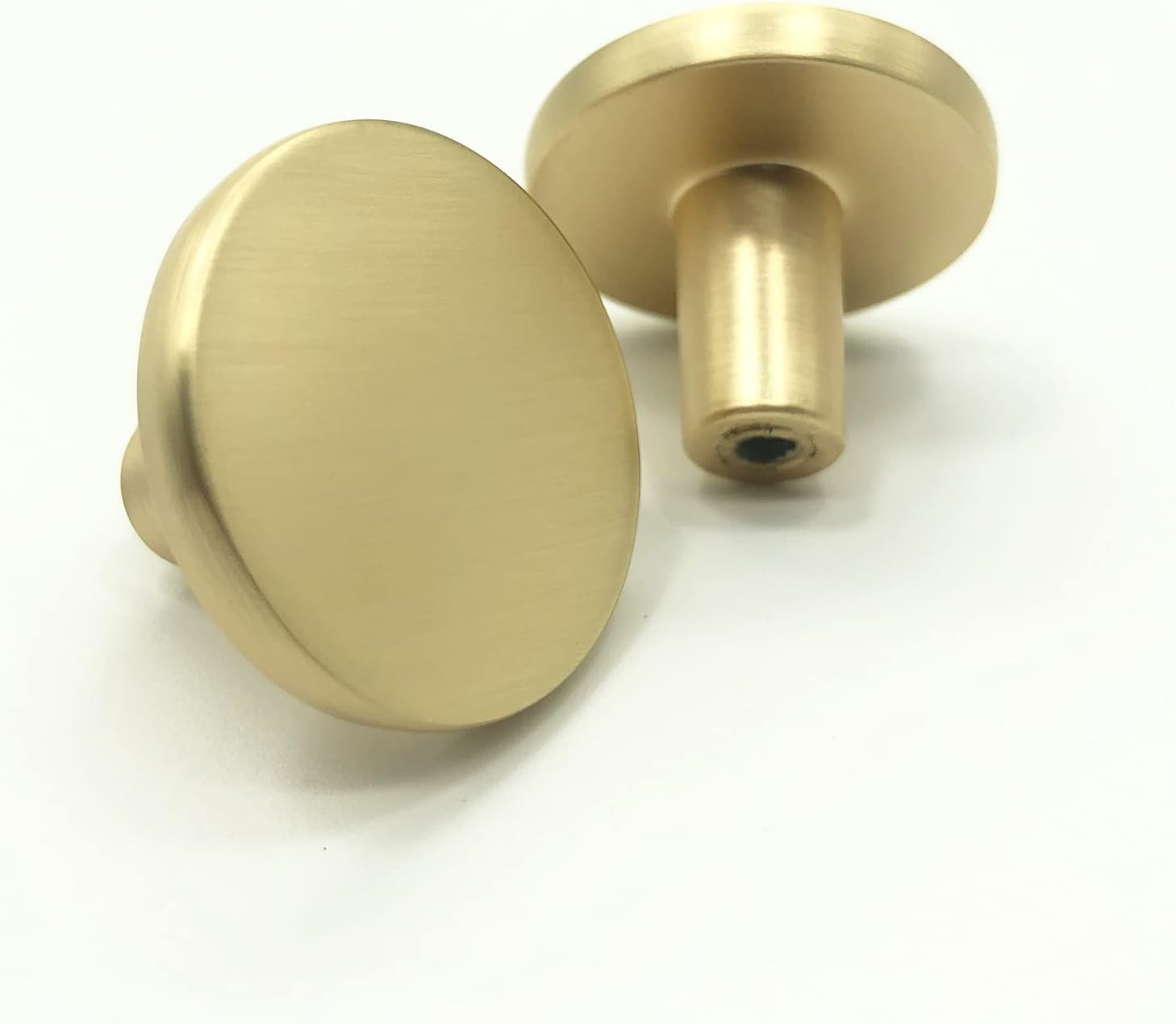 Round Cabinet Knobs Brushed Gold Dresser Knobs Kitchen Zinc Alloy Cupboard Wardrobe Drawer Pulls Door Single Hole Hardware Drawer Handles, 2 Pack