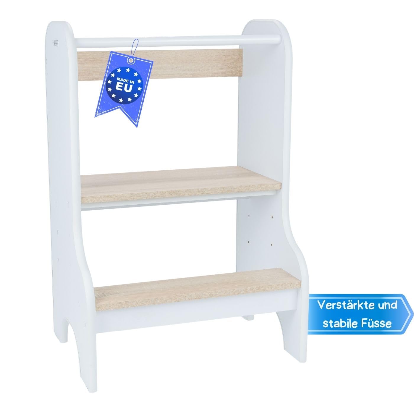 Love Gifts® Lernturm für Kinder mit Kippschutz und höhenverstellbar | Learning Tower mit sicheren Kanten | Küchenhelfer & Lernturm ab 1 Jahr für gleichzeitige Benutzung von Zwei Kindern, Weiß-Braun