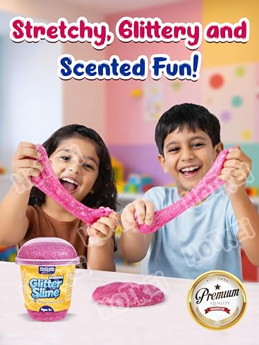 Image of HOTKEI Pink Glitter Slime for Kids 3+ Years Super Stretchy Soft and Smooth Shiny Non-Toxic Sparkle Fun Slime Toy Birthday and Return Gift for Boys and Girls