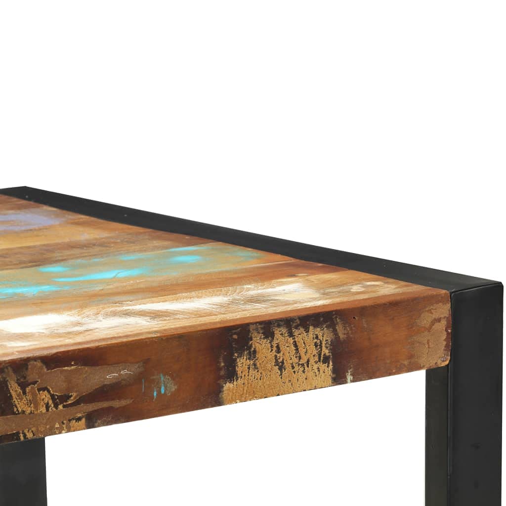 Tavolo consolle in legno massiccio anticato con gambe in acciaio, 110 x 35 x 76 cm, tavolino e tavolino per soggiorno, corridoio, camera da letto, con spazio e ripiano