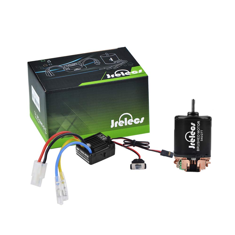 540 27T 4 Poles Brushed Motor and WP-1060-RTR 60A Waterproof Brushed ESC Electronic Speed Controller with 5V/2A BEC for Axial RC4WD CROSS HPI MIST GMADE D90 D110 TF2 SCX10 ii PG4 MC8 WARAITH Y