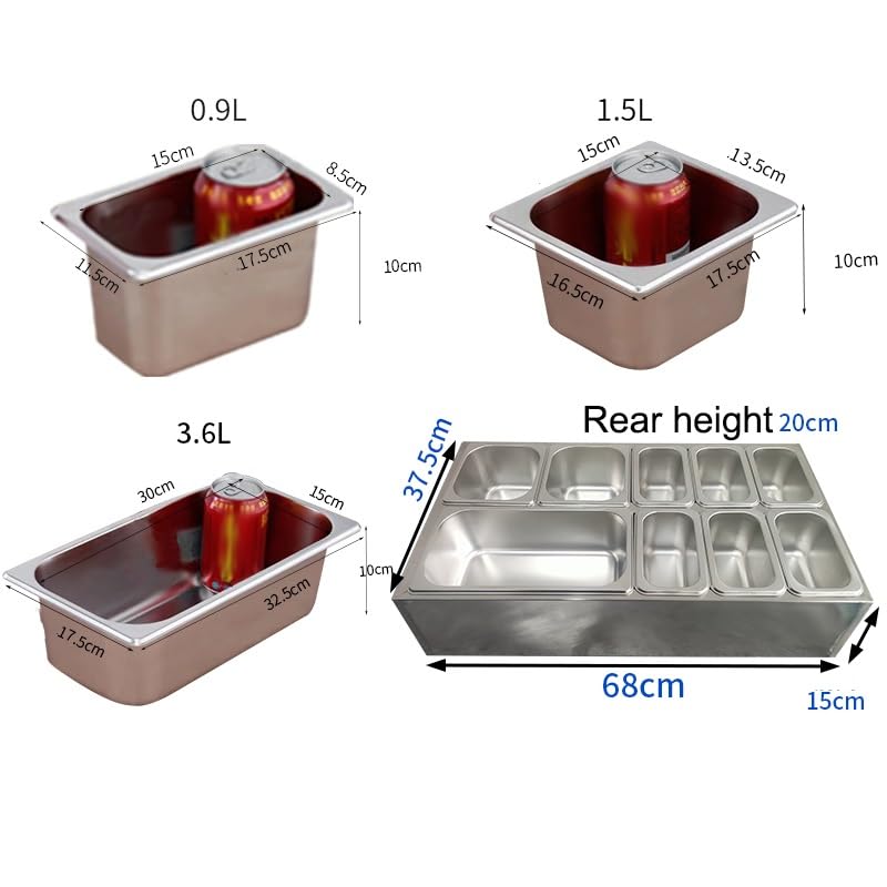 Gewürz-Organizer-Ständer aus Edelstahl, geneigter Halter mit Deckel, Löffel, Pizzastation, Buffet-Behälter-Set für Saucen, Zutaten, Küche, Silber-C