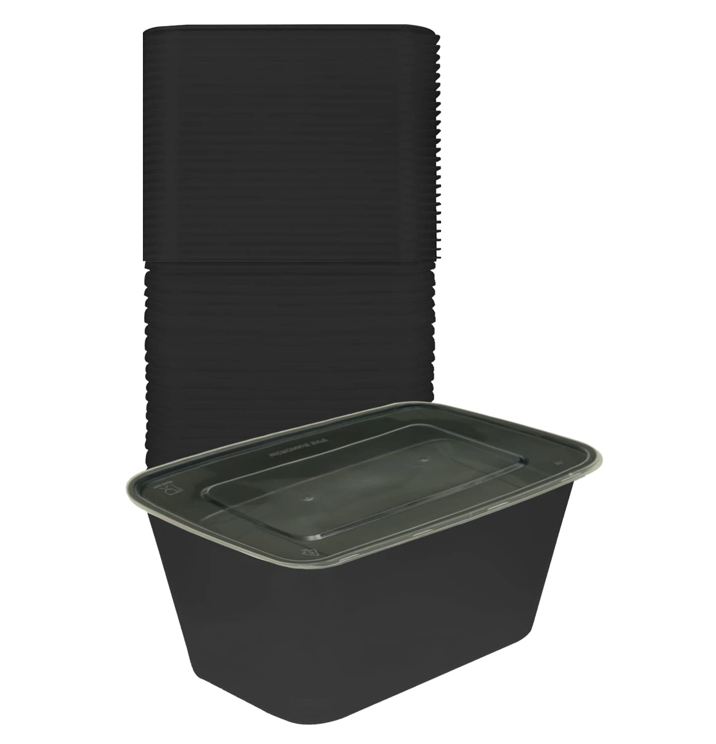 M1ss Black 1000Ml/ 33.8Oz Bpa Free Plastic Rectangular Food Containers Leakproof Tight Lid Stackable Reusable Storage Tray Microwavable Freezer & Dishwasher Safe Meal Prep Takeaway Lunch Salad Box (100)
